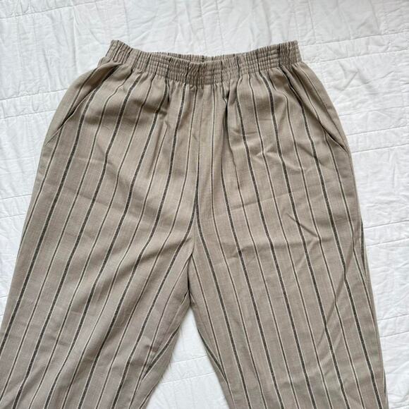 Briggs Vintage striped high rise trousers sz 12 beige elastic waist academia - Picture 4 of 8